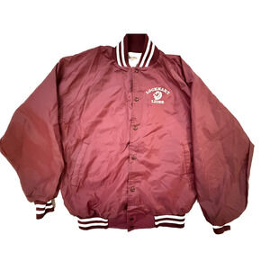 Vintage 90s Bomber Jacket Mens Large Varsity Maroon Snap Front Made USA Texas